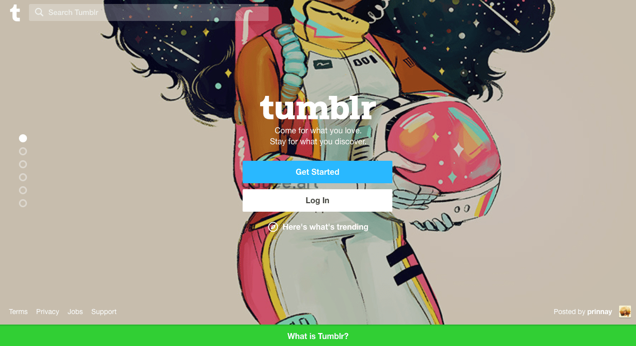 Tumblr homepage
