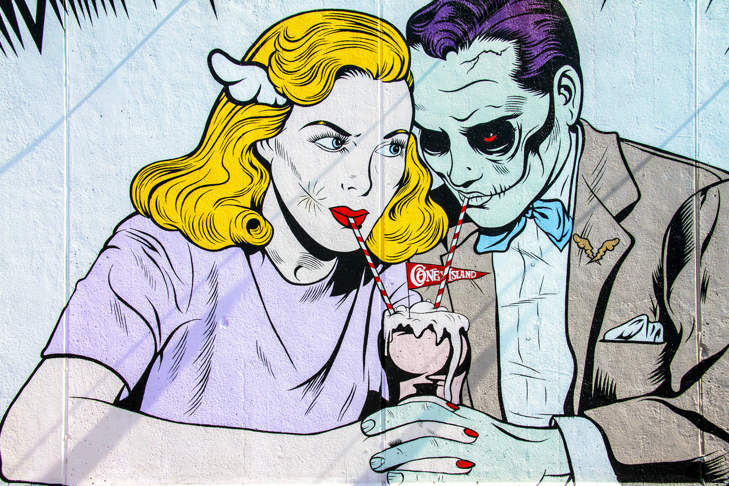 graffiti of a man and woman character drinking
