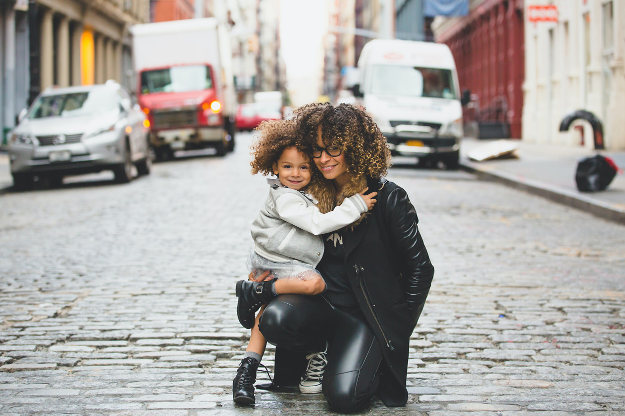 mother and daughter on nyc street