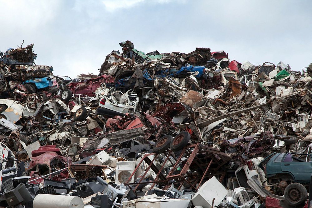 scrap yard pile