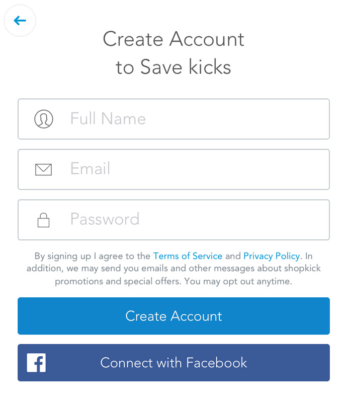 shopkick create account screen