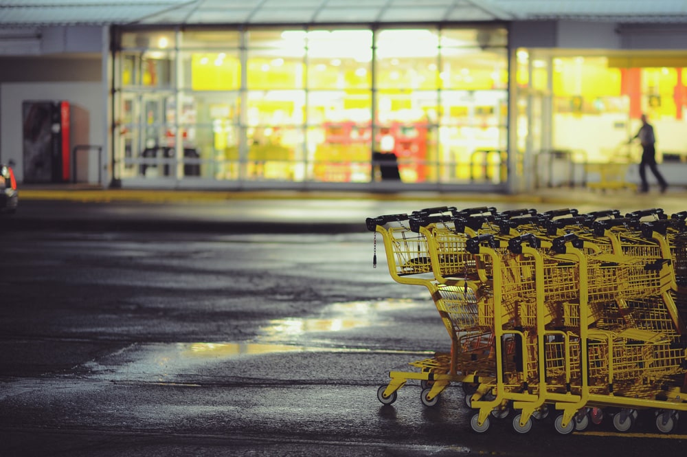 shopping carts outside supermarket